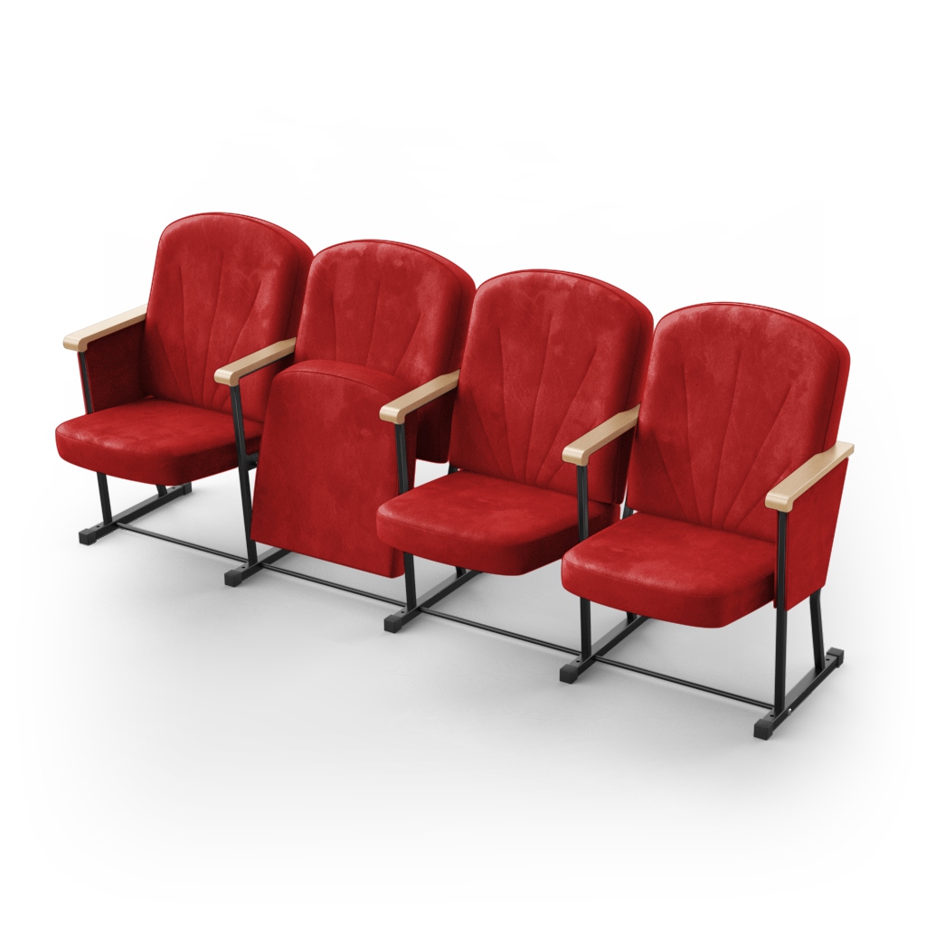 Крісло секційне ПРЕМ'ЄРА ЛІДЕР-УНІВЕРСАЛ з дерев’яним підлокітником та фальшпанелями, 4шт